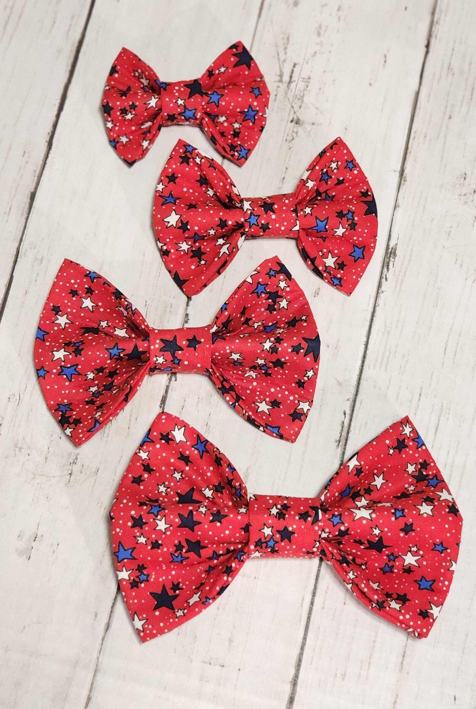 Red Dog Bow Tie With Blue and White Stars