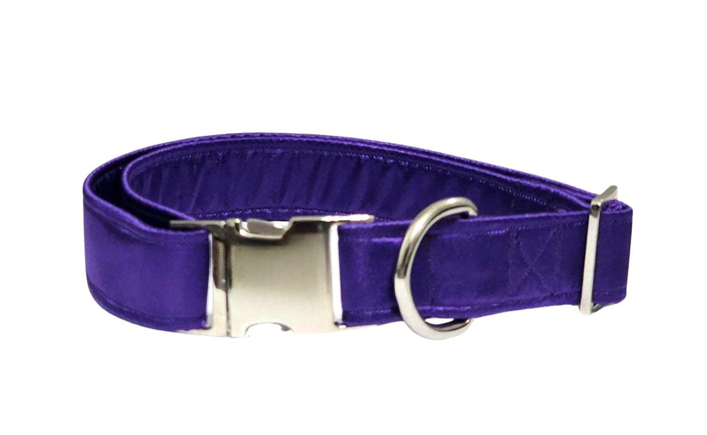 Dark Purple Satin Dog Collar