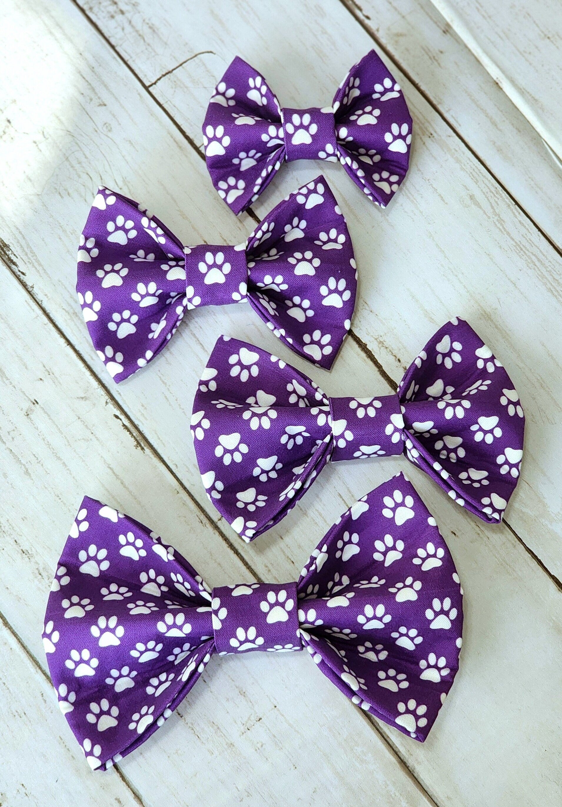 Purple Pet Bow Tie With White Paws