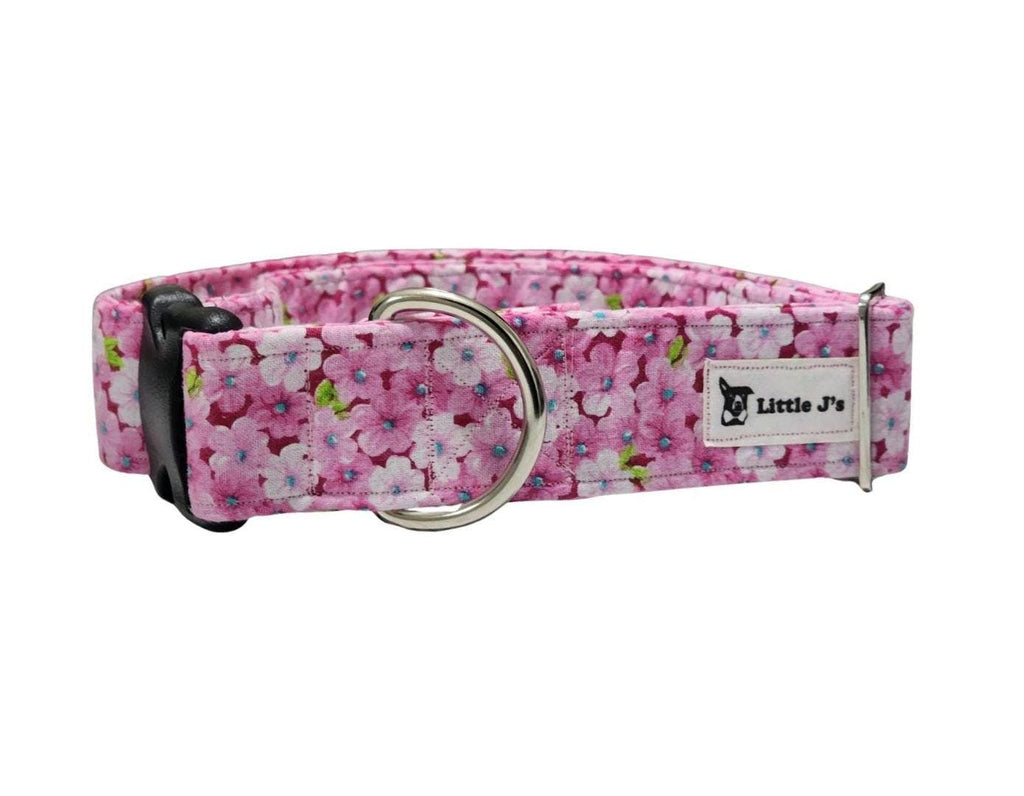Wide Pink Flower Dog Collar