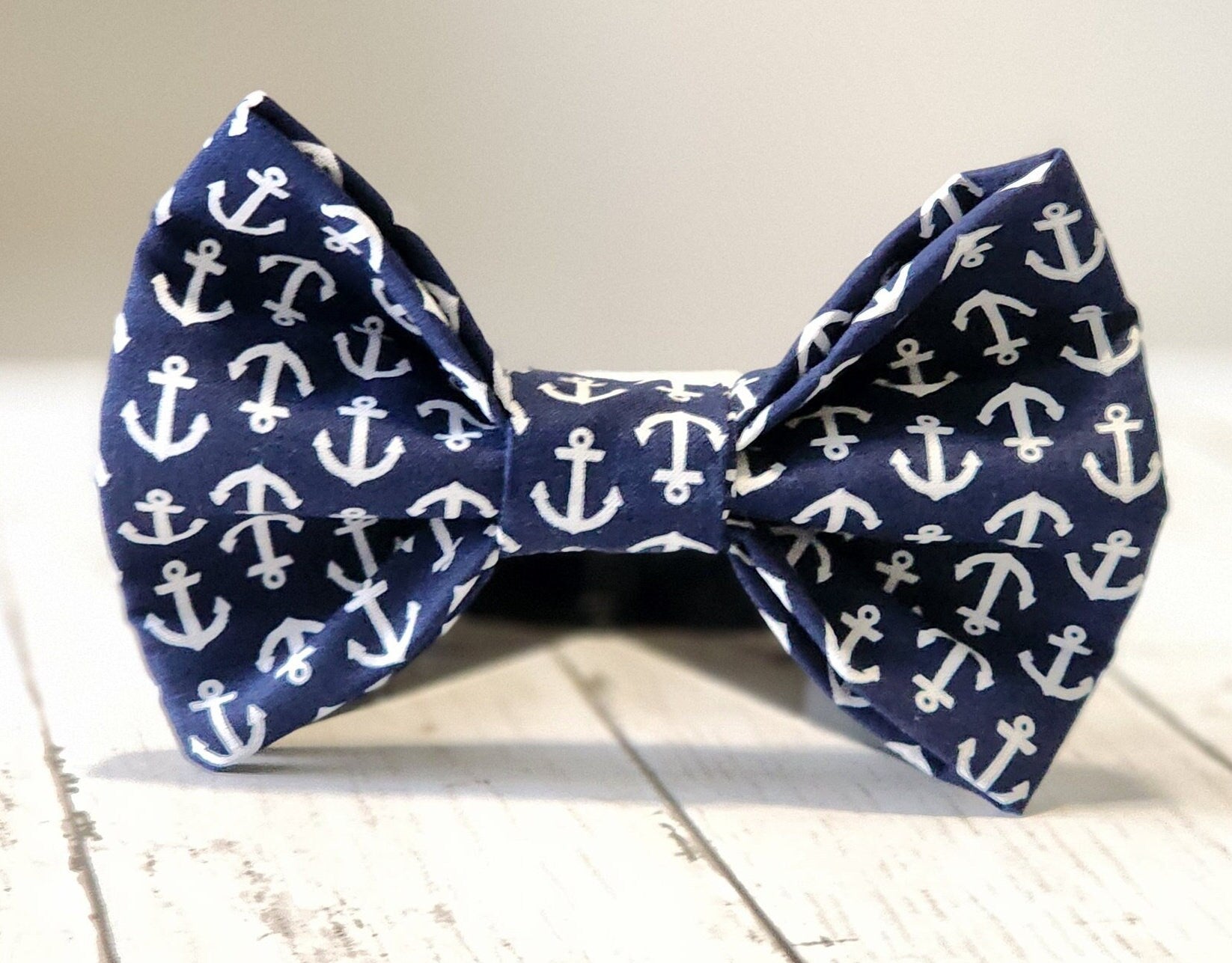 Navy Nautical Dog Bow Tie