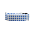 Wide Blue Checkered Dog Collar