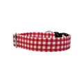 Wide Red Checkered Dog Collar