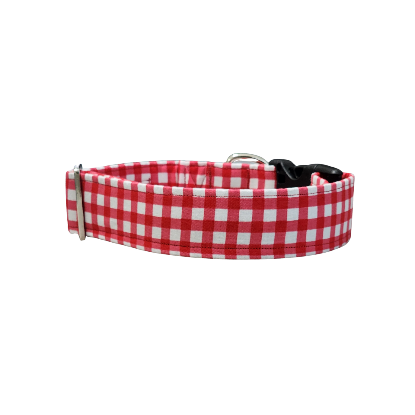 Wide Red Checkered Dog Collar