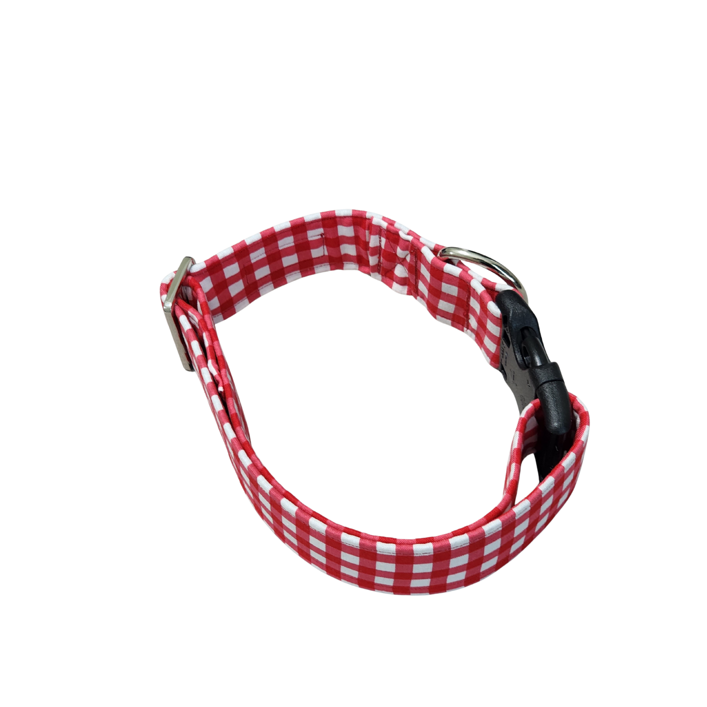 Wide Red Checkered Dog Collar