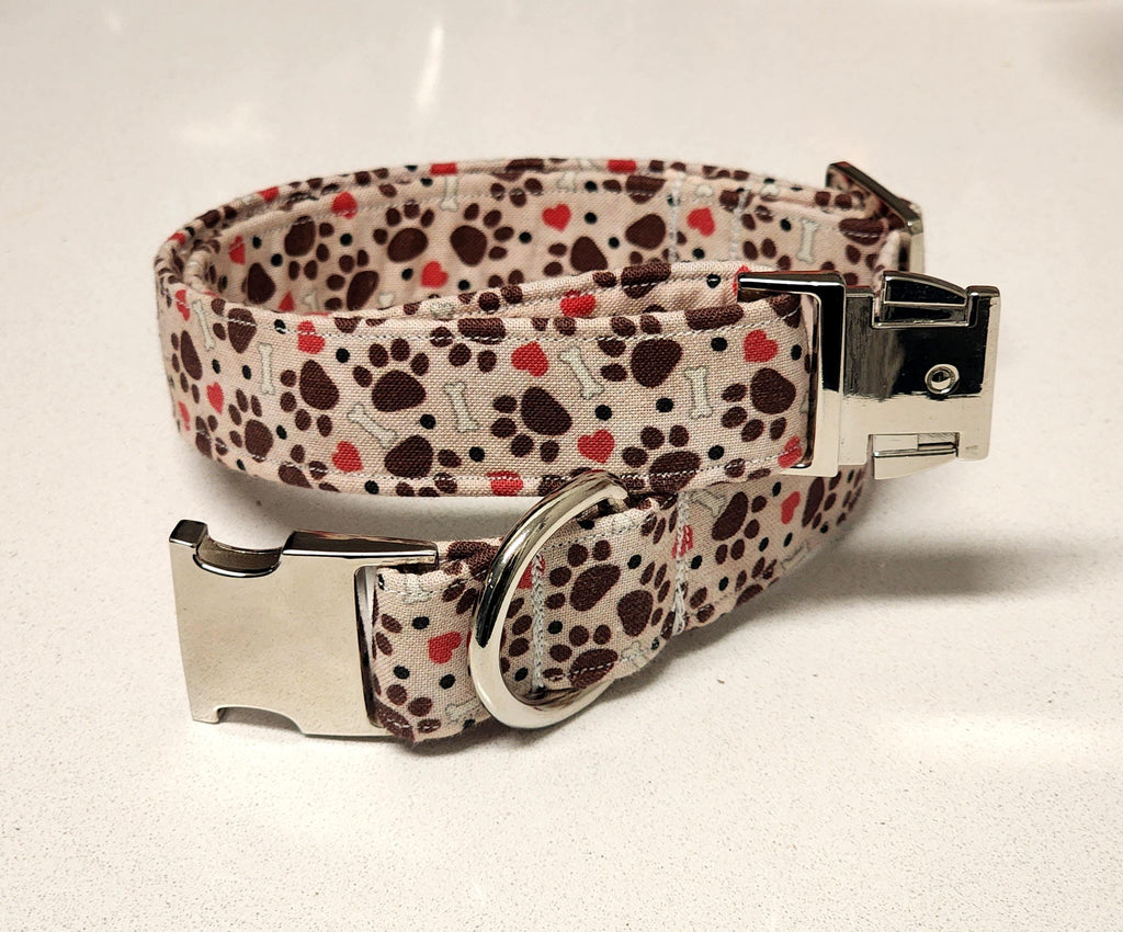 Brown Dog Collar With Paws