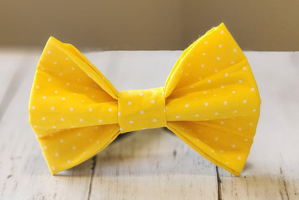 Solid Yellow or Polka Dot Dog Bow Tie