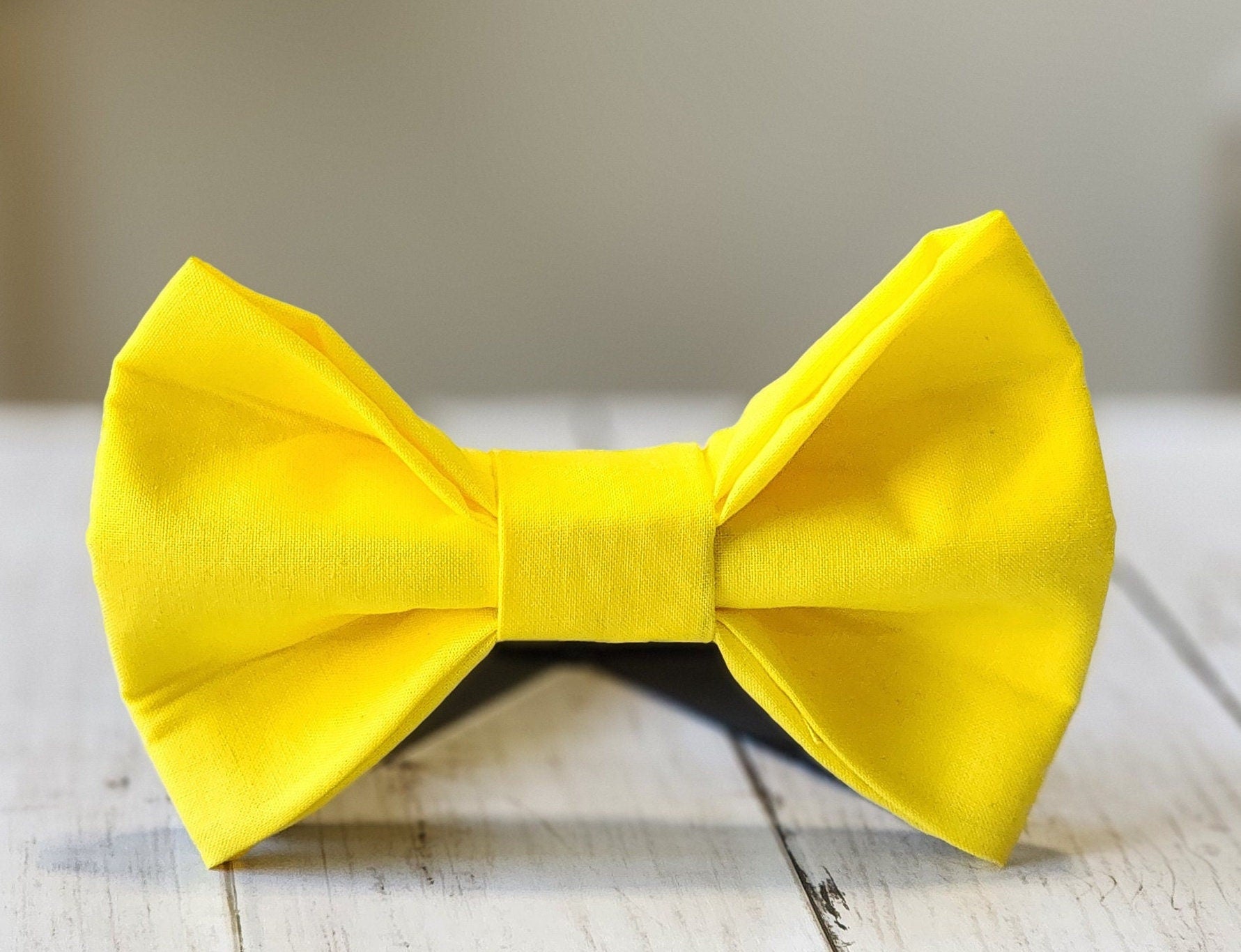 Solid Yellow or Polka Dot Dog Bow Tie