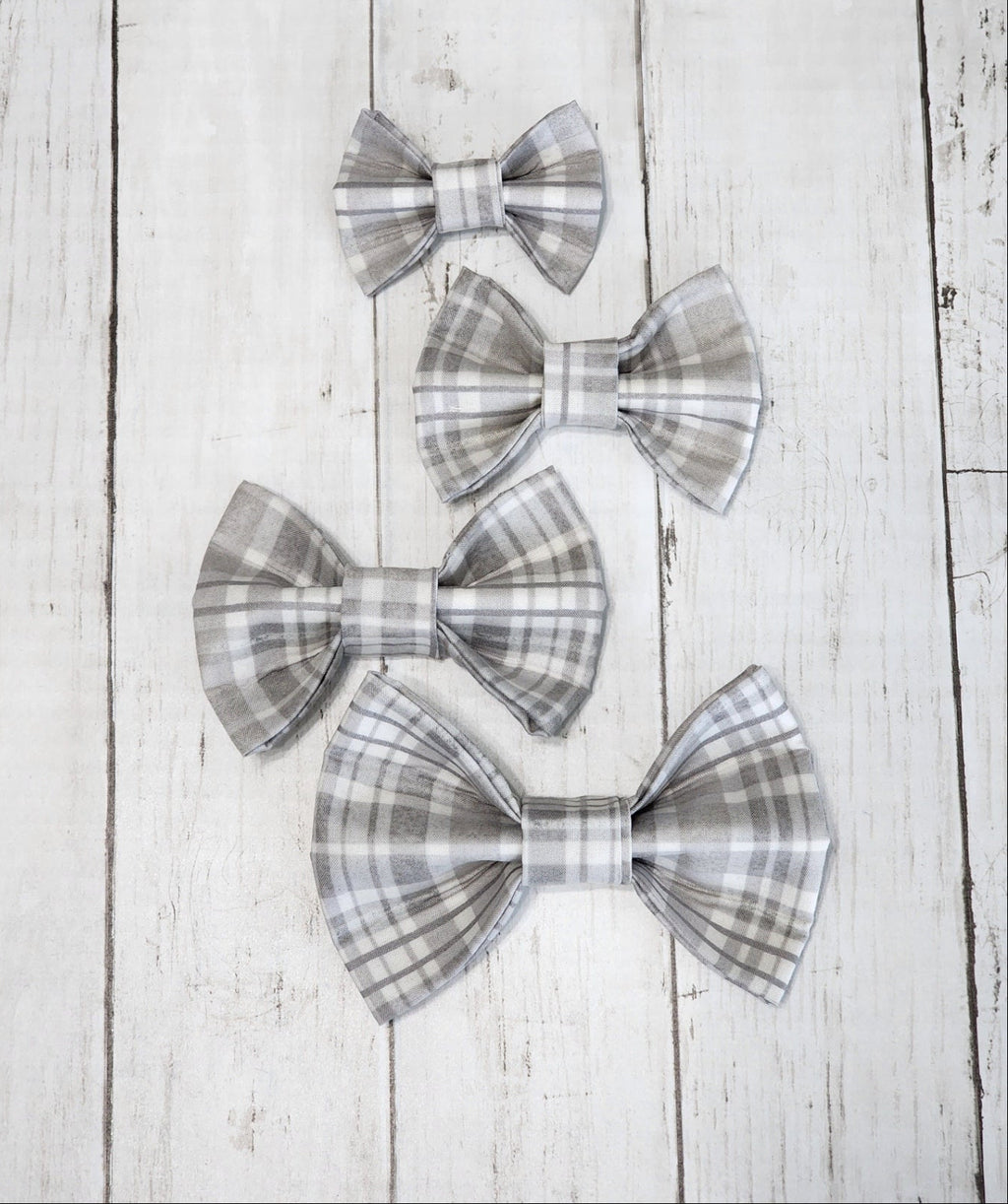 Gray Plaid Dog Bow Tie