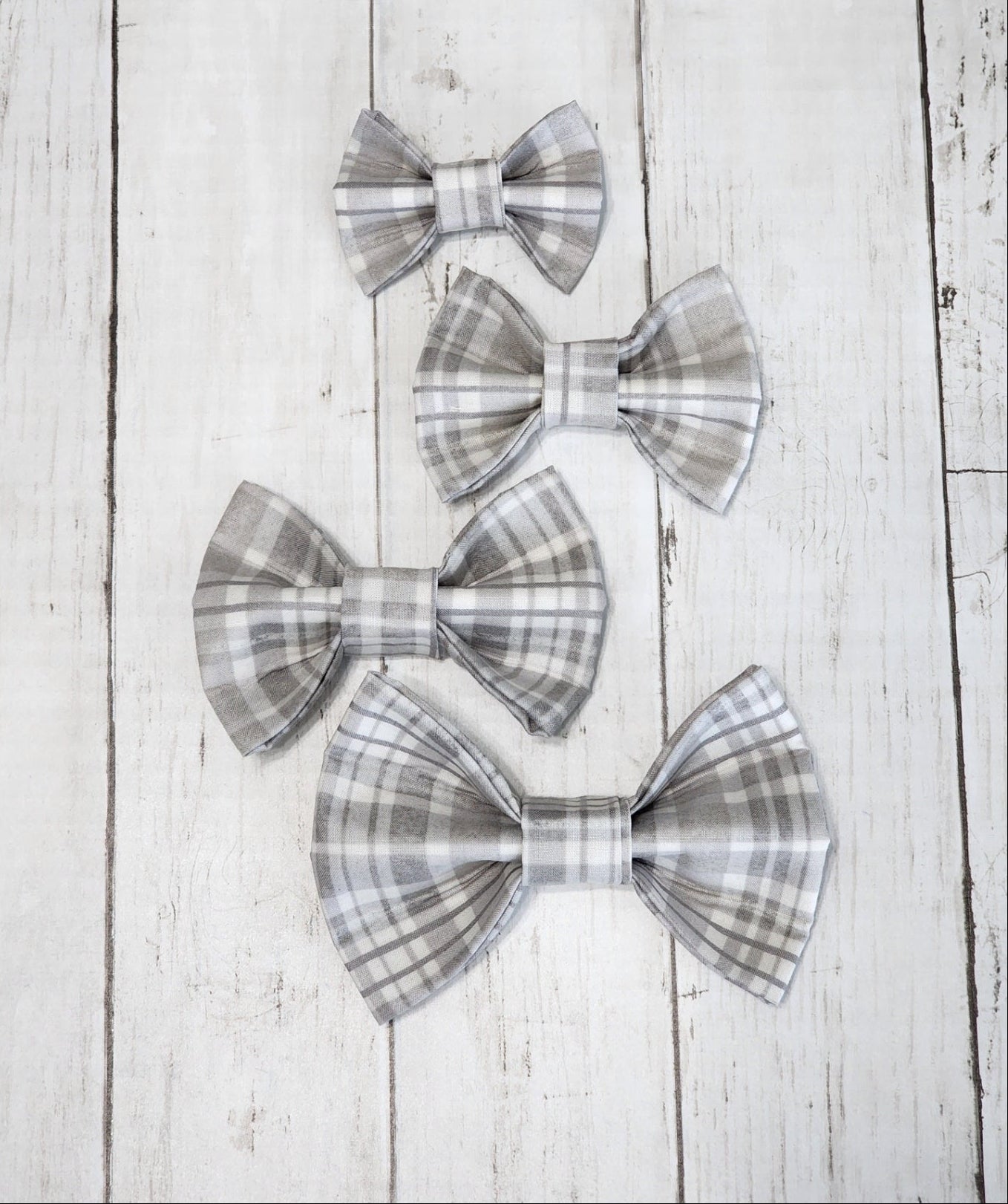 Gray Plaid Dog Bow Tie
