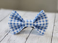 Blue Checkered Plaid Dog Bow Tie
