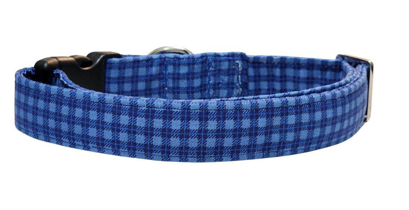 Blue Plaid Dog Collar