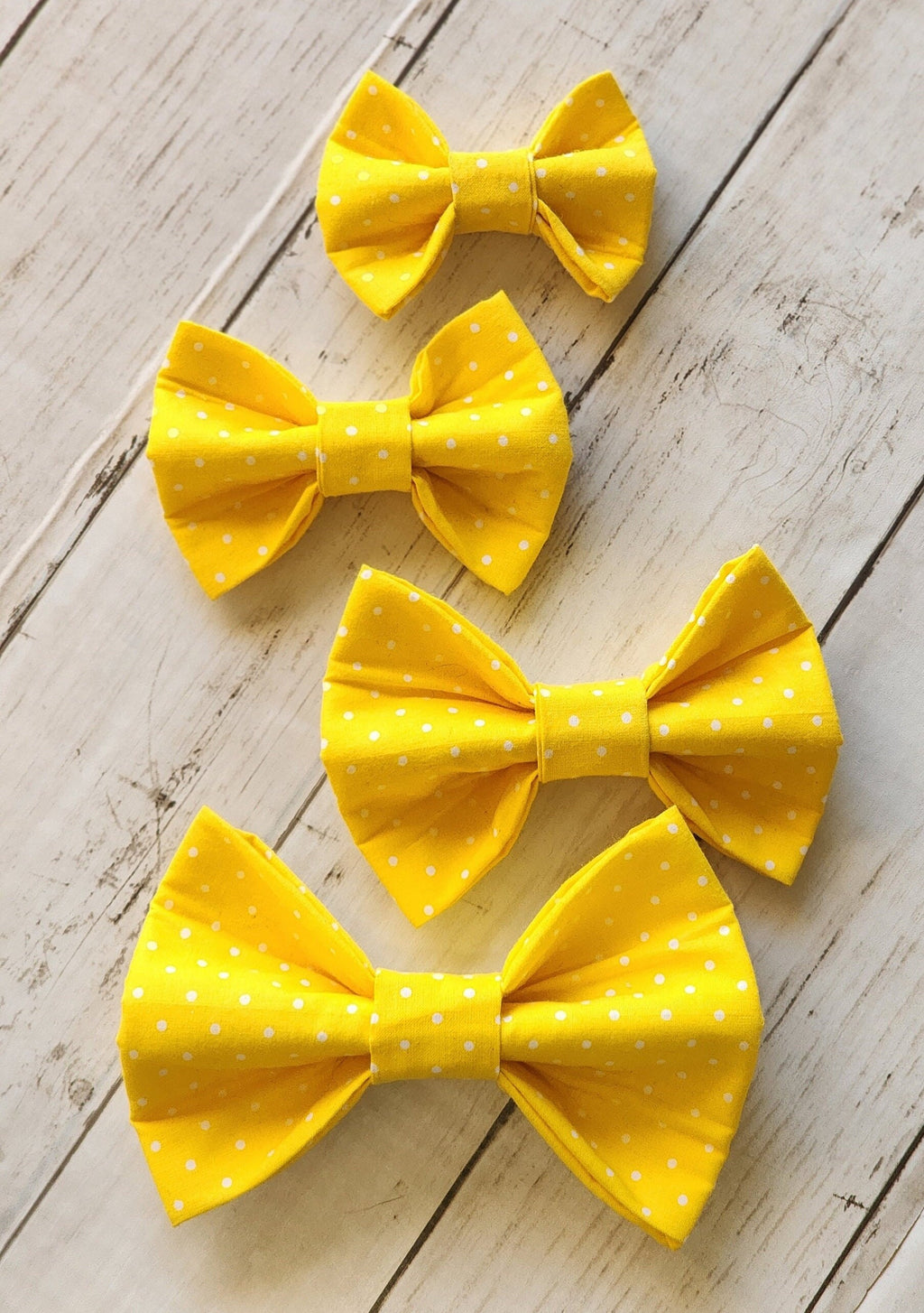 Solid Yellow or Polka Dot Dog Bow Tie