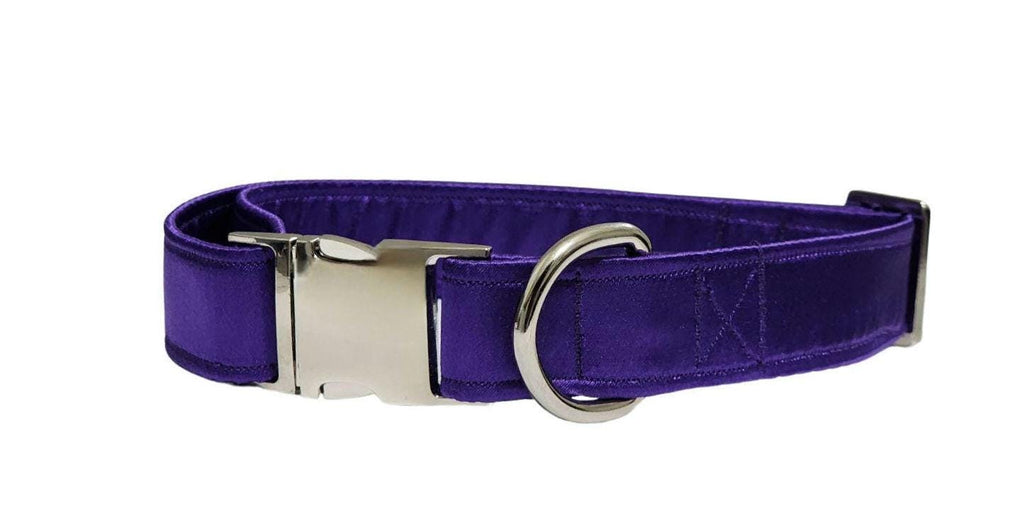 Dark Purple Satin Dog Collar