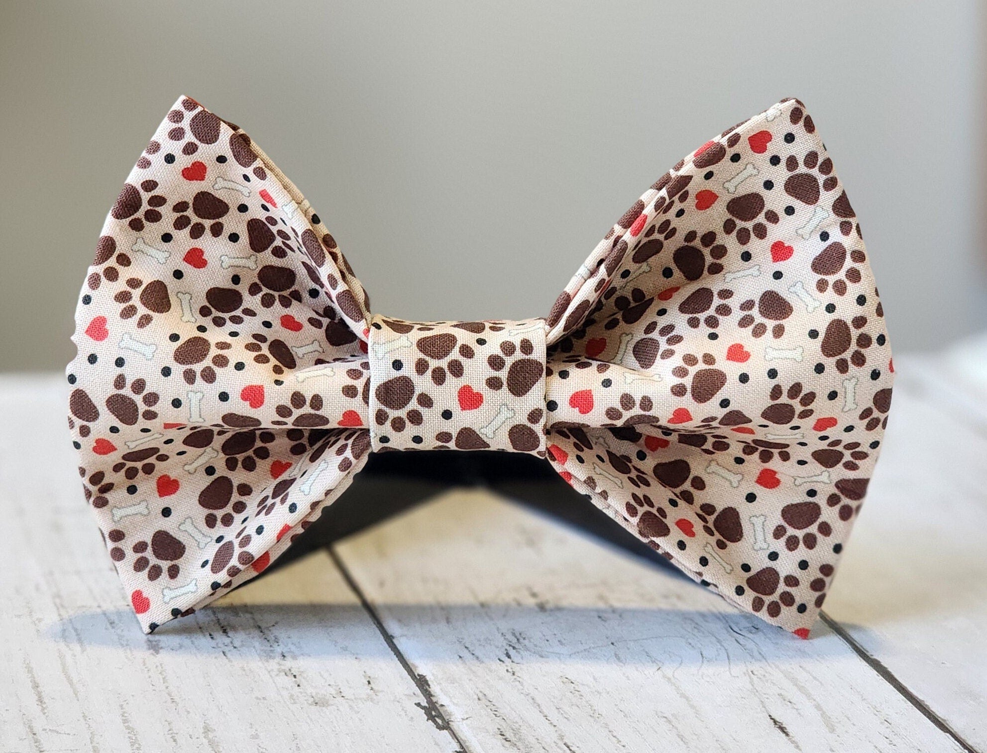 Tan With Brown Paws Pet Bow Tie