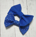 Solid Blue or Polka Dot Dog Bow Tie