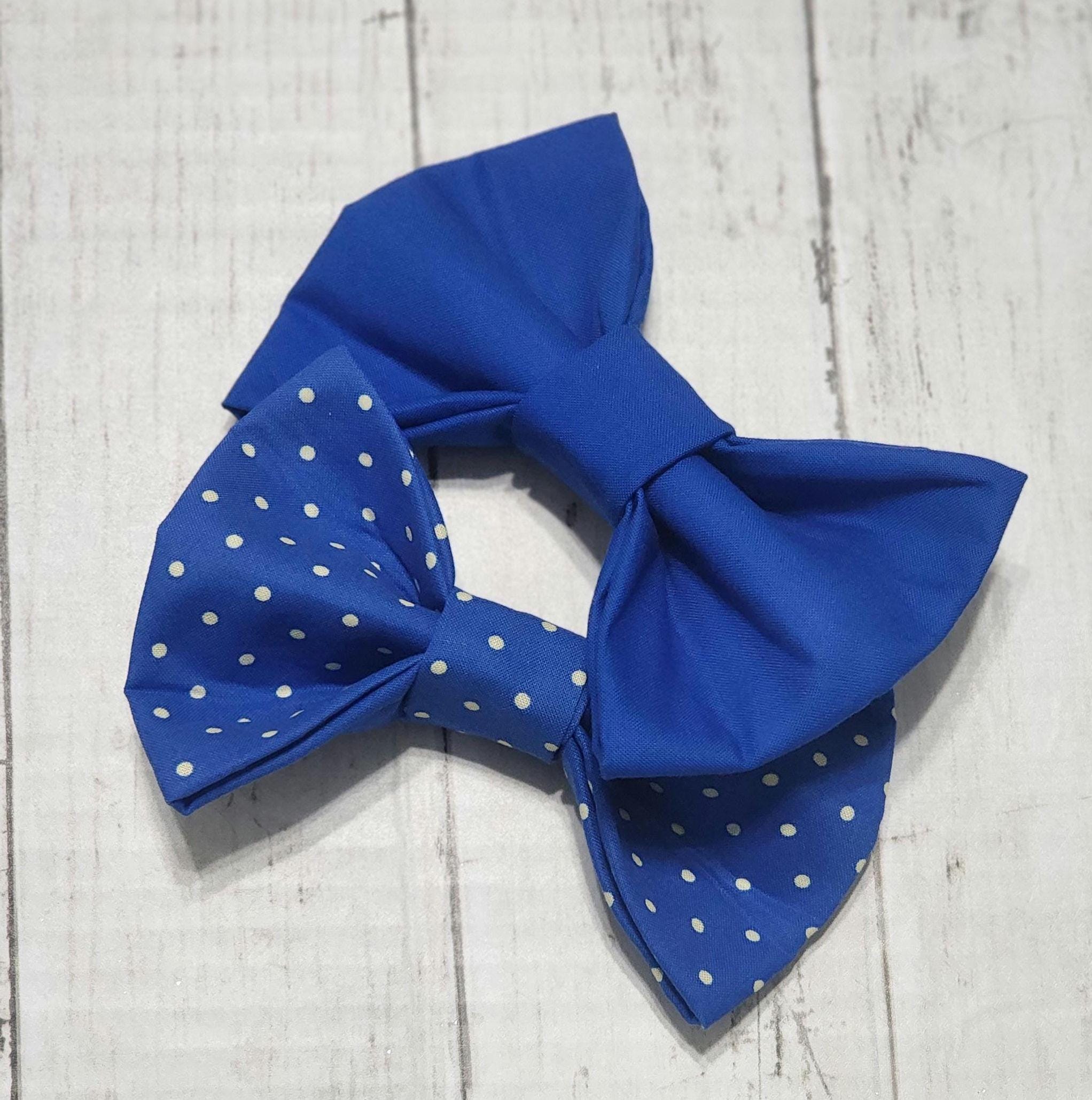 Solid Blue or Polka Dot Dog Bow Tie
