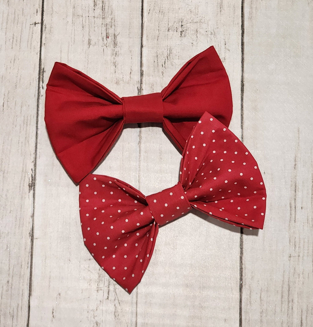 Solid Red or Polka Dot Dog Bow Tie