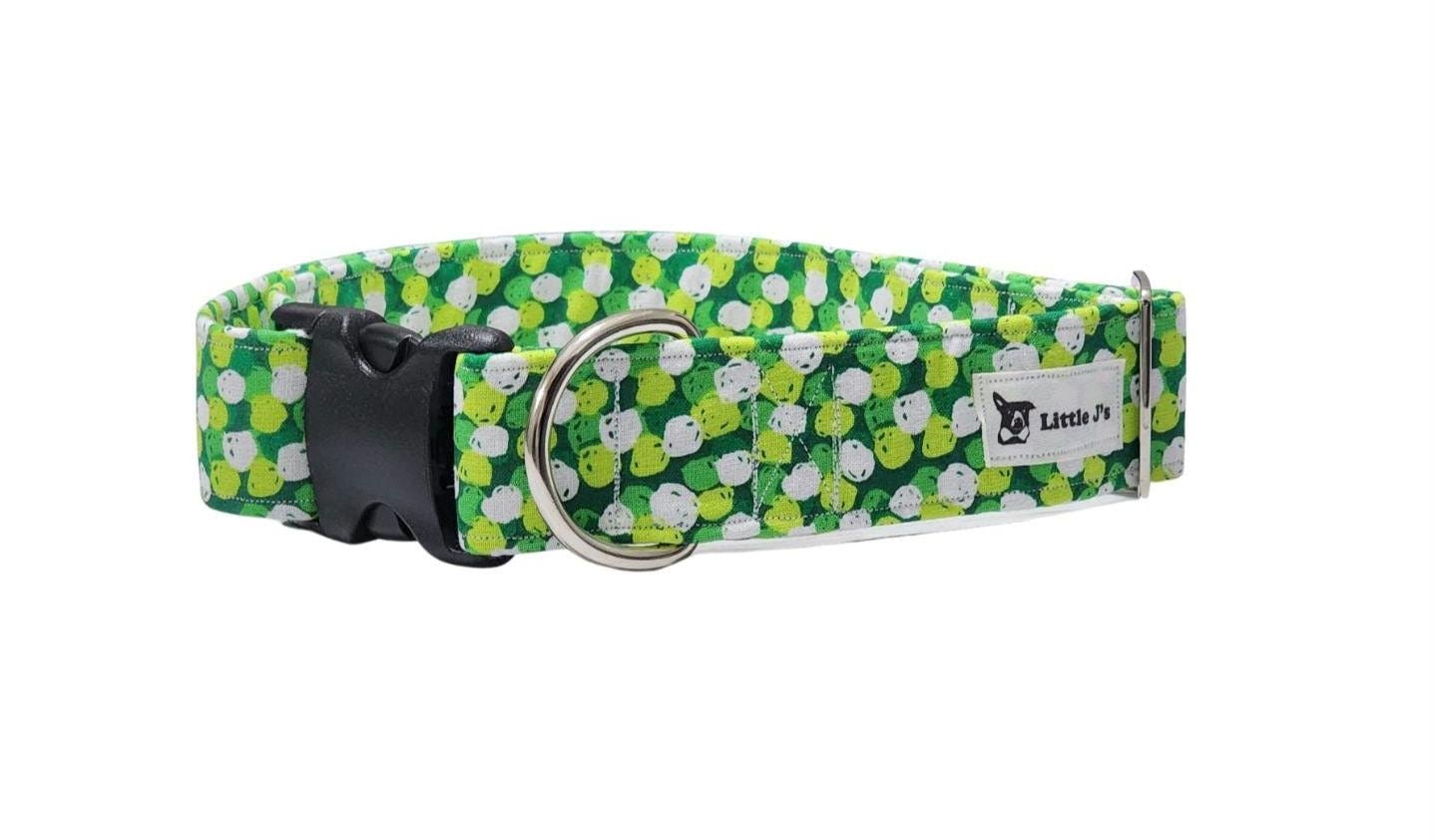 Wide Green Polka Dot Dog Collar