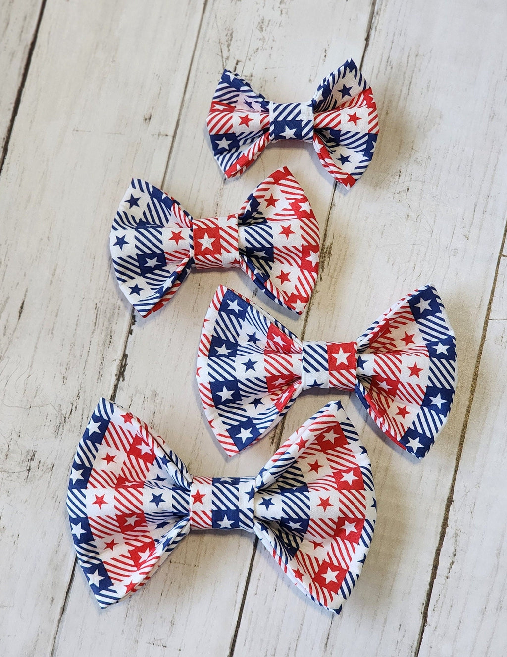 Summer Plaid And Star Pet Bow Tie