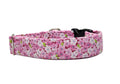 Wide Pink Flower Dog Collar