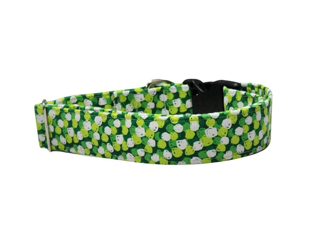 Wide Green Polka Dot Dog Collar