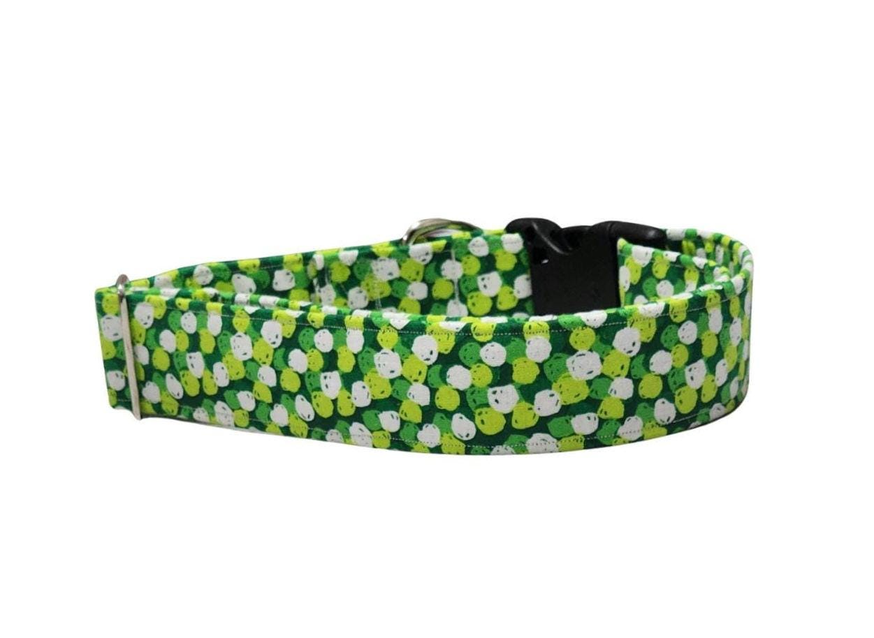 Wide Green Polka Dot Dog Collar