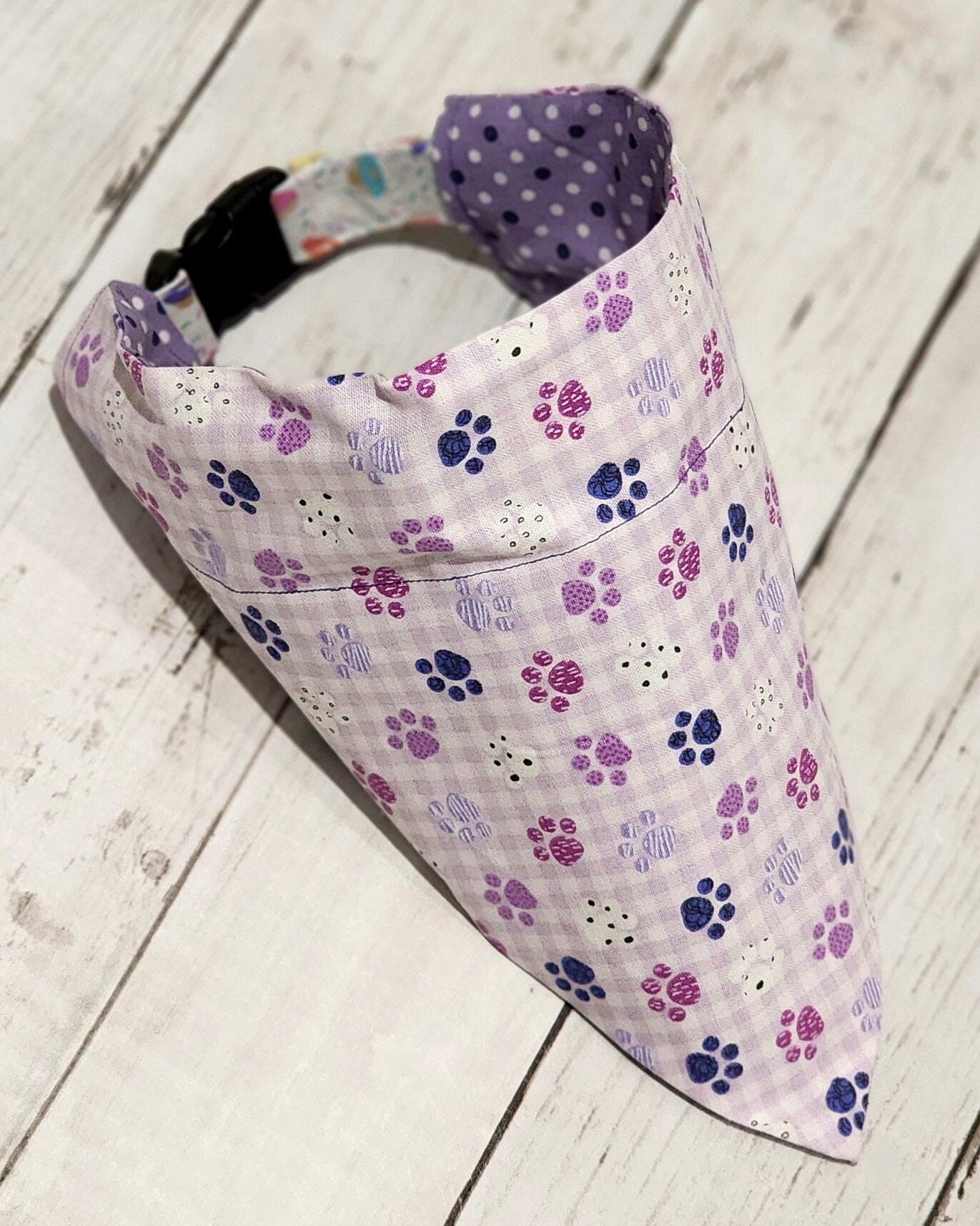 Purple Paw Plaid Bandana