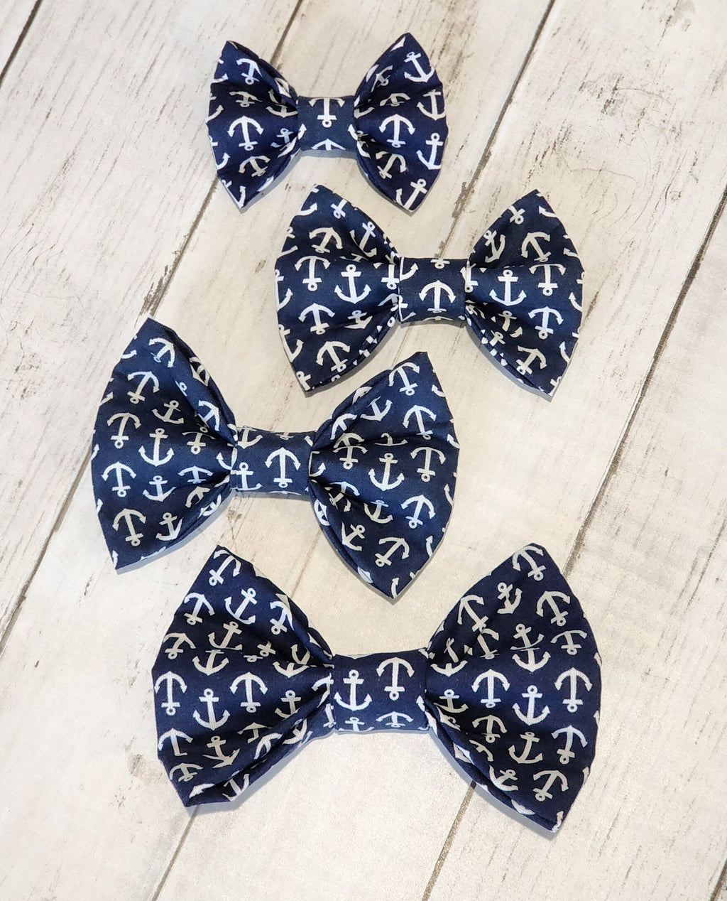 Navy Nautical Dog Bow Tie