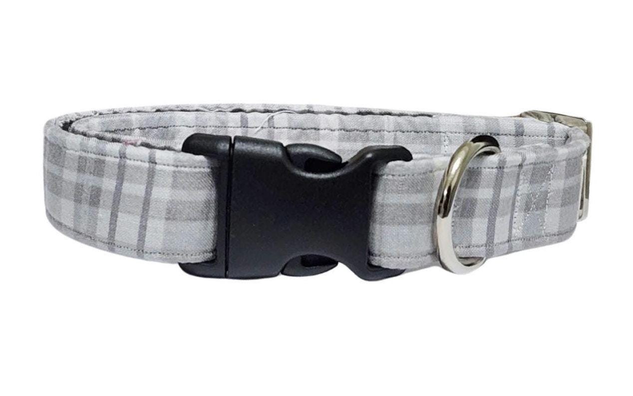 Gray Plaid Dog Collar
