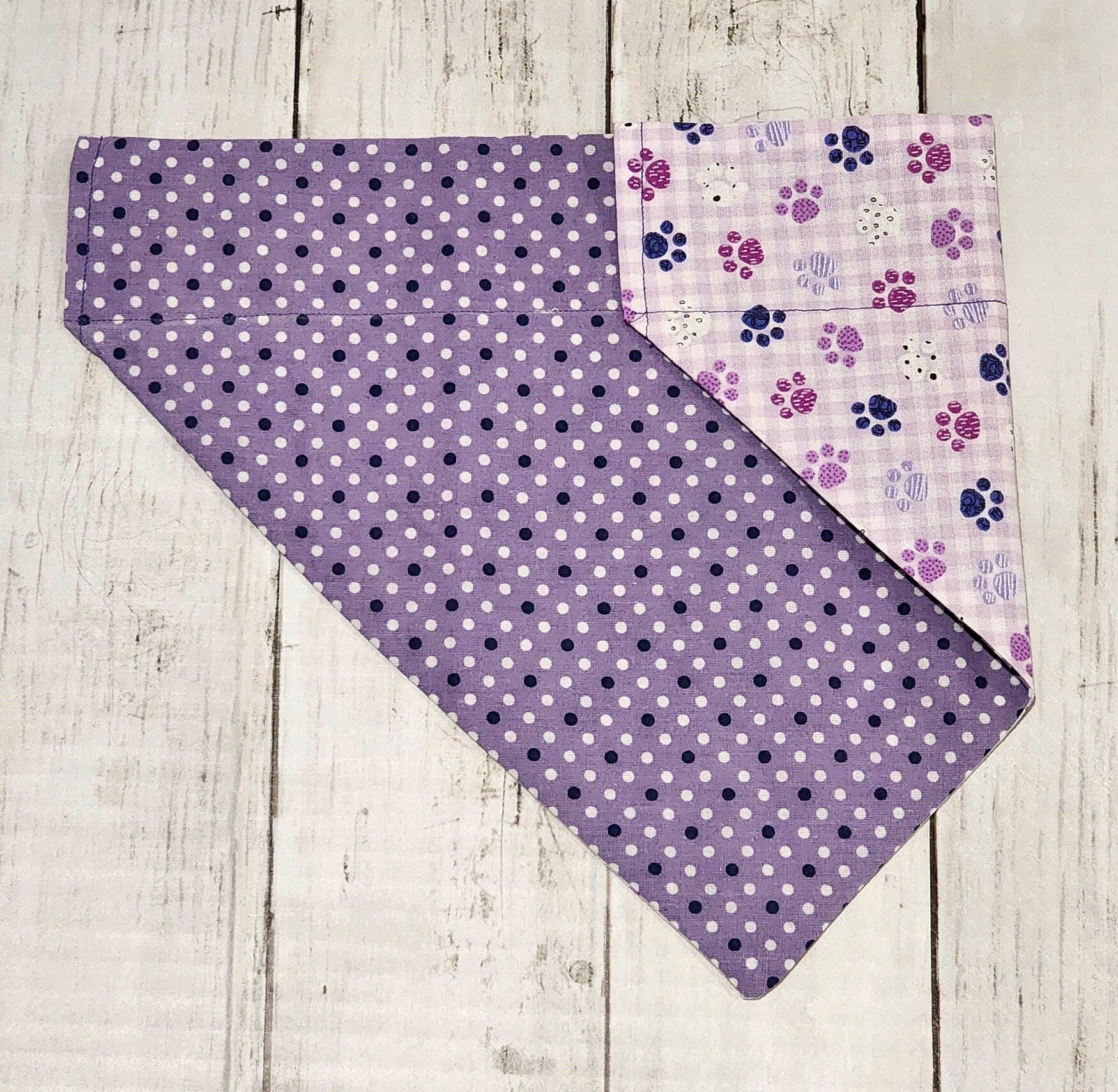 Purple Paw Plaid Bandana