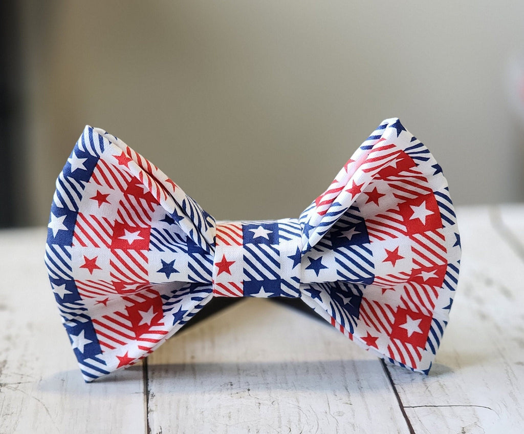 Summer Plaid And Star Pet Bow Tie