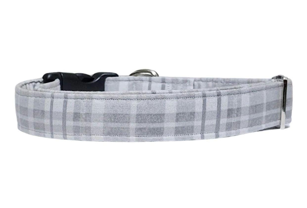 Gray Plaid Dog Collar