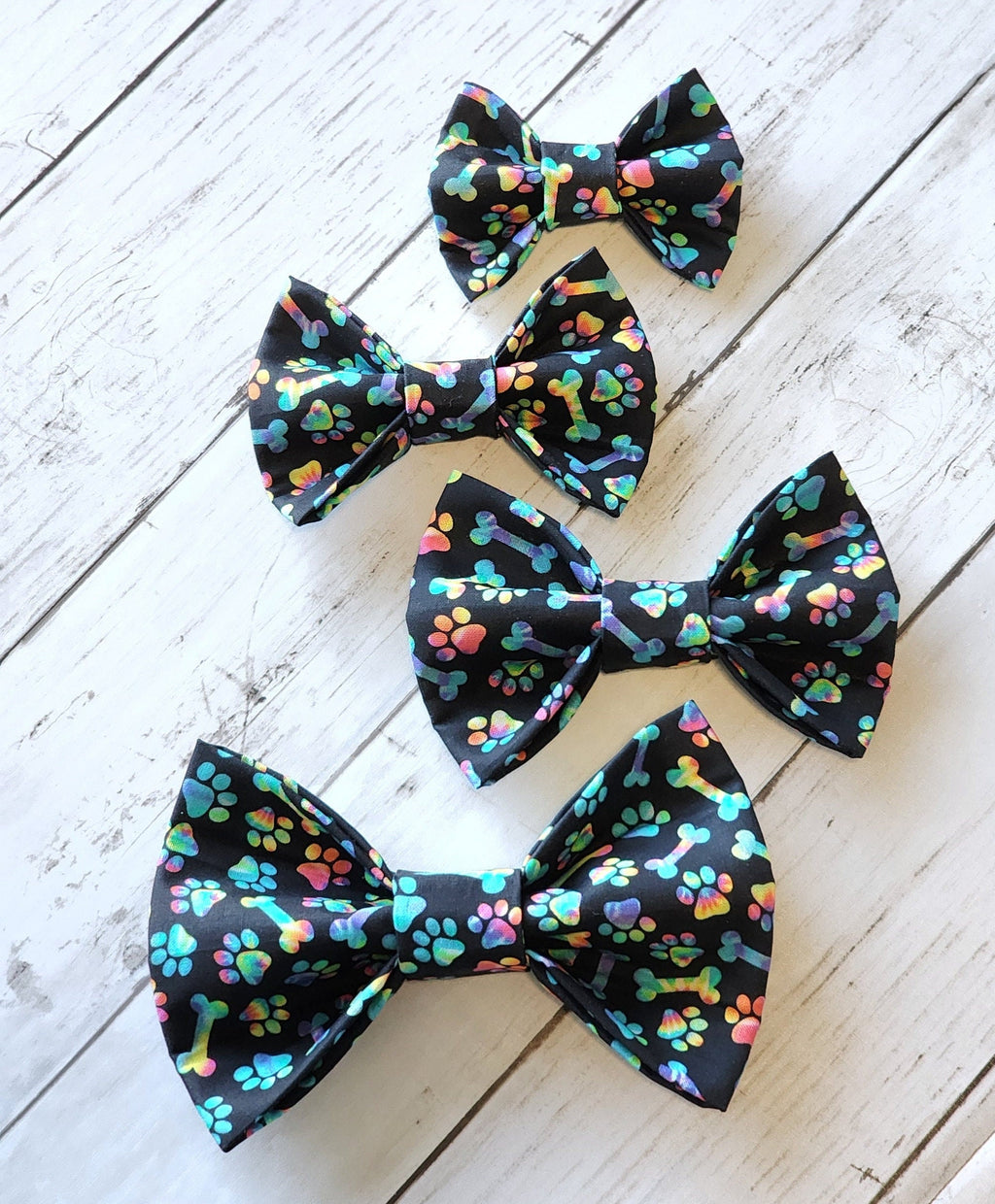 Tie Dye Paw Dog Bow Tie
