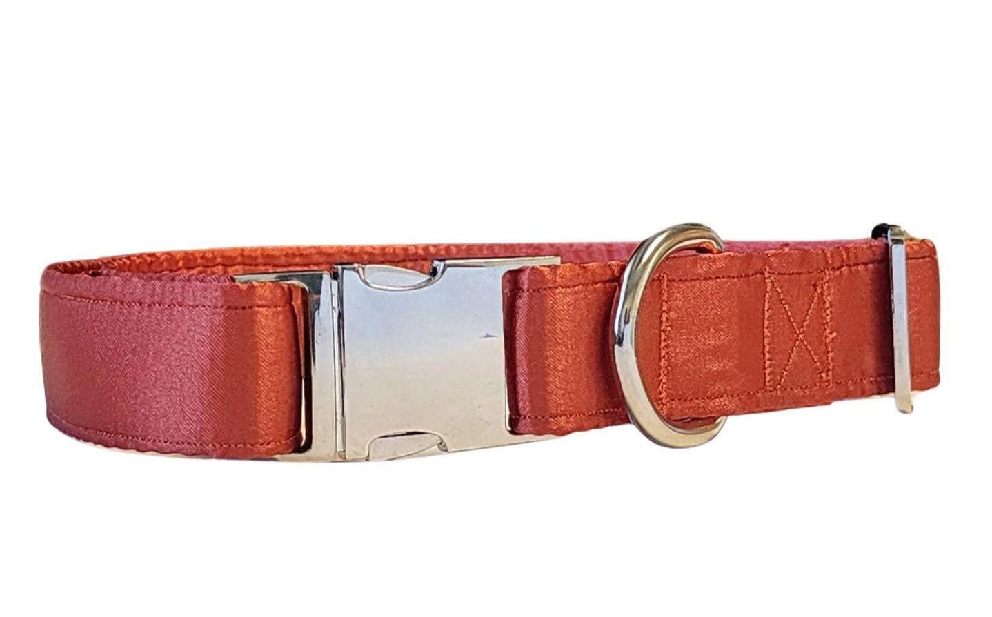 Burnt Orange Satin Dog Collar Terracotta