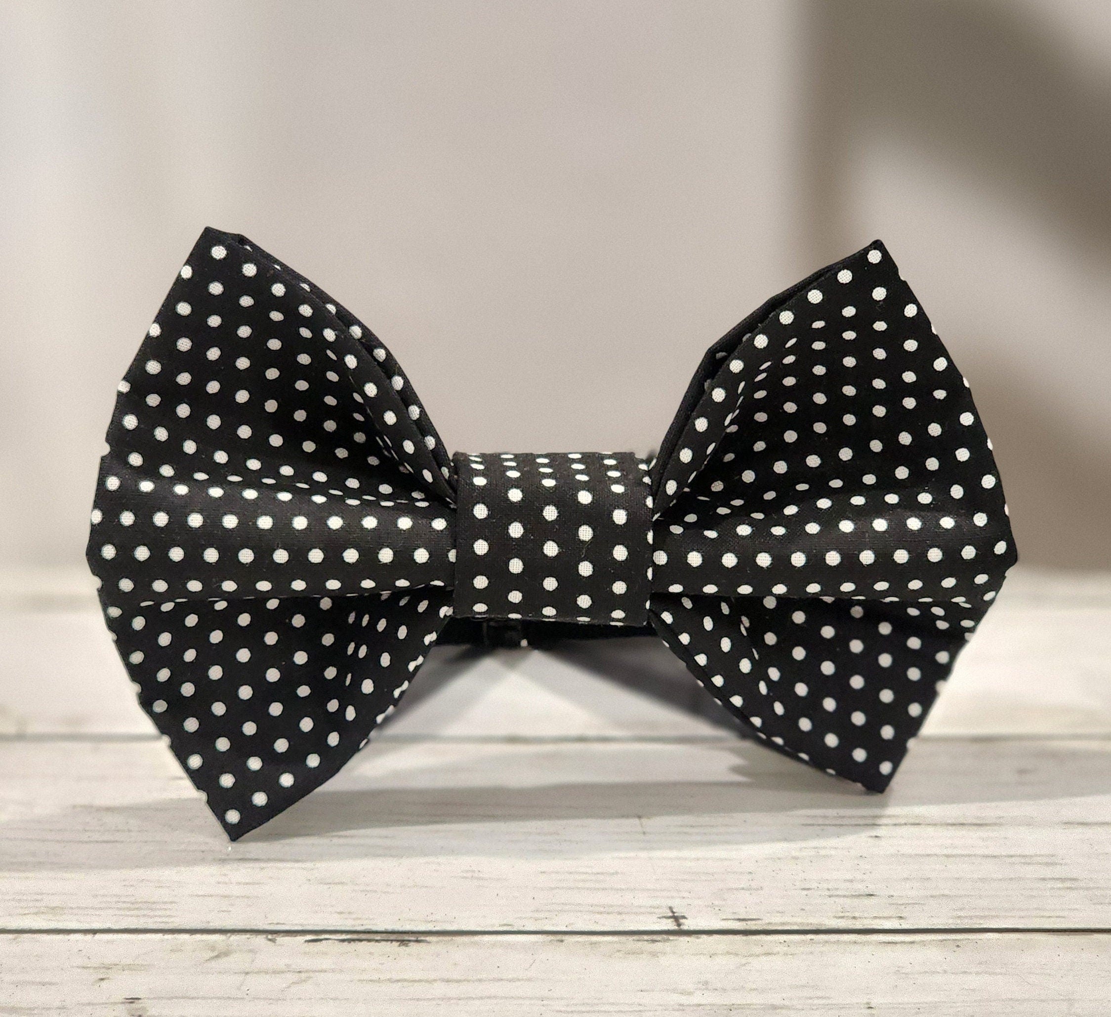 Solid Black or Polka Dot Dog Bow Tie