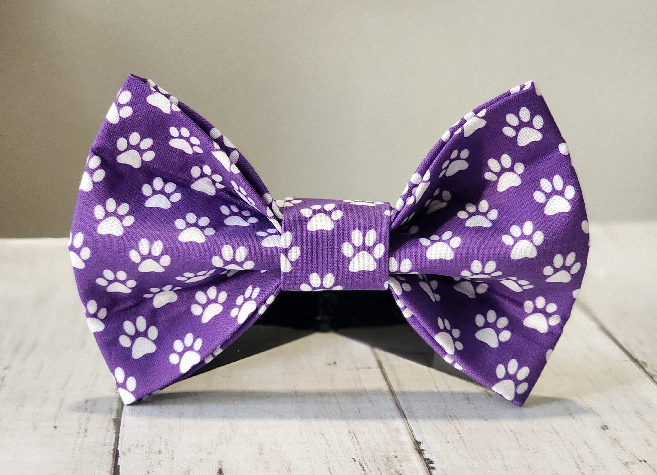 Purple Pet Bow Tie With White Paws