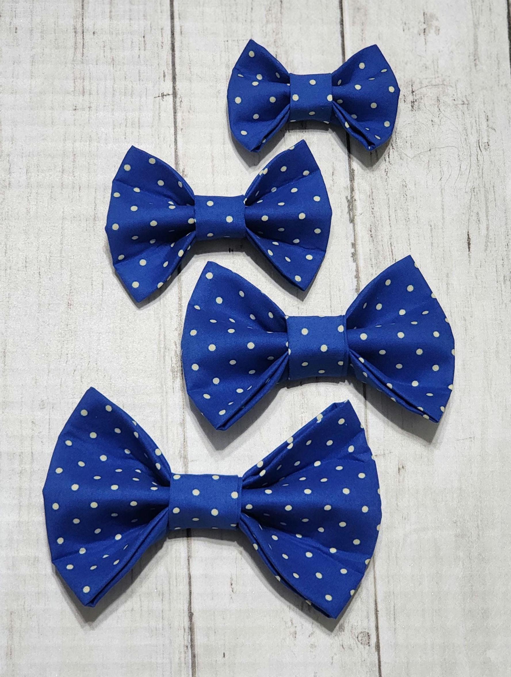 Solid Blue or Polka Dot Dog Bow Tie