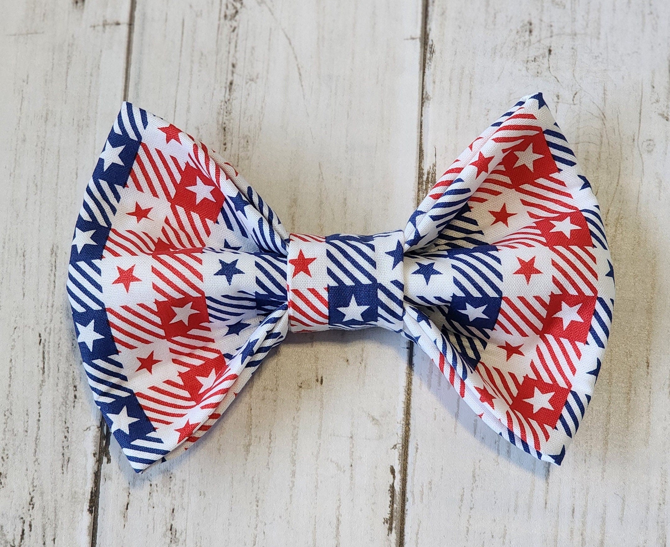 Summer Plaid And Star Pet Bow Tie