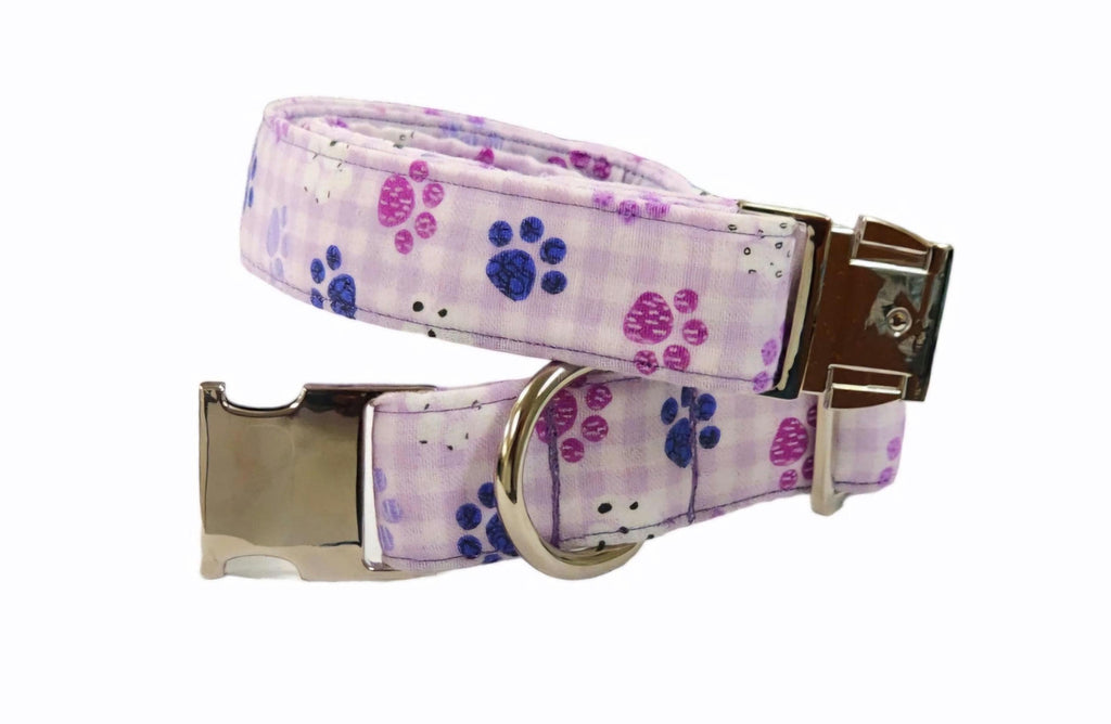 Purple Dog Collar With Paws