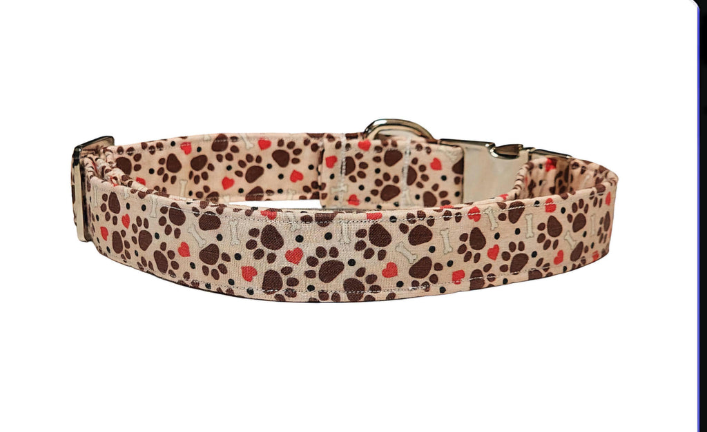 Brown Dog Collar With Paws