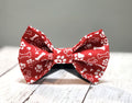 Red Dog Bow Tie With White Paws and Bones