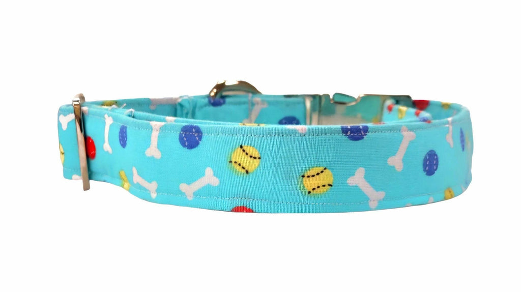 Light Blue Tennis Ball Dog Collar