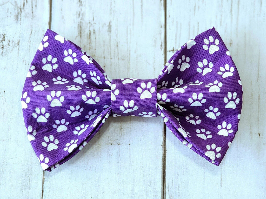Purple Pet Bow Tie With White Paws