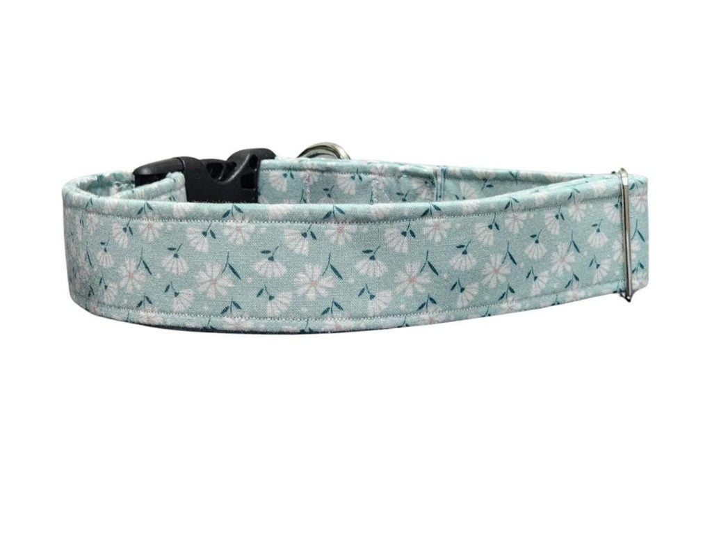 Wide Teal Daisy Dog Collar