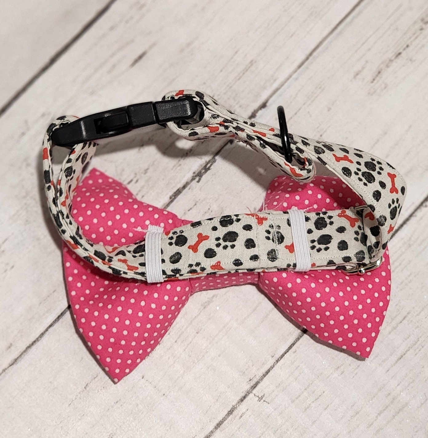 Solid Pink or Polka Dot Dog Bow Tie