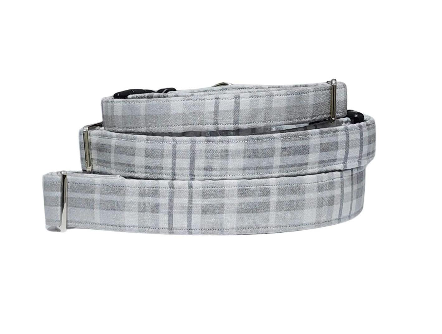 Gray Plaid Dog Collar