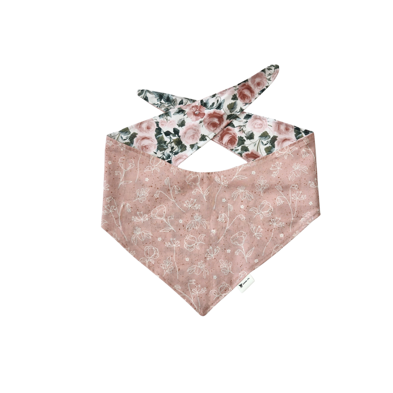 Pink Rose Tie On Dog Bandana