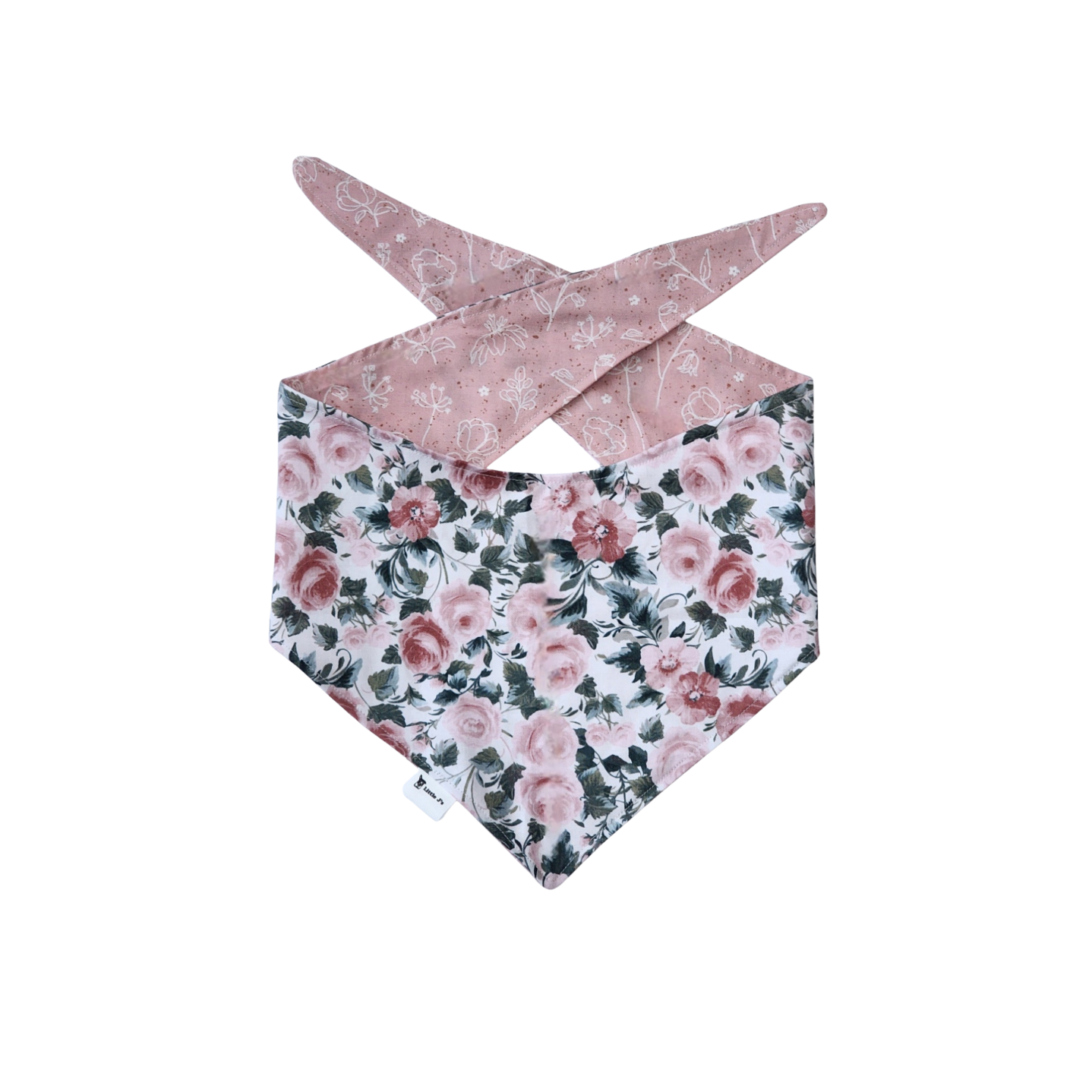 Pink Rose Tie On Dog Bandana