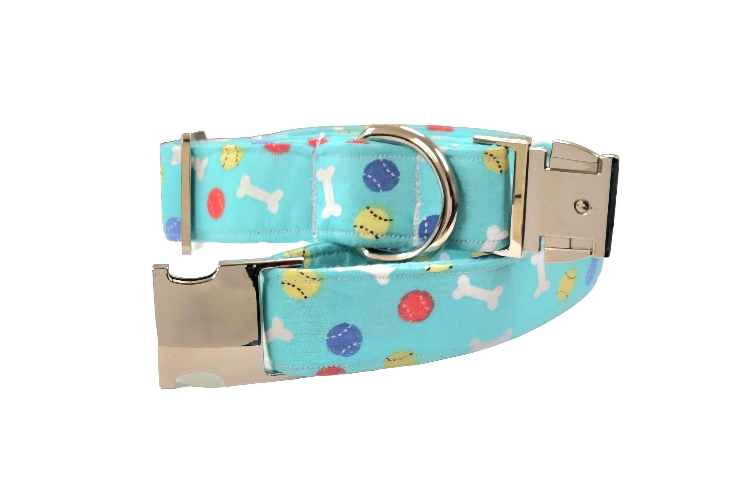 Light Blue Tennis Ball Dog Collar
